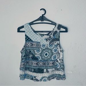 Patterned, Lace Tank Top with Exposed Back